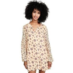 Free People Womens Turn Turn Mini Dress Tea Beige Cream Combo Size XS